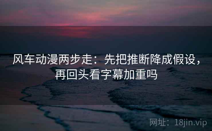 风车动漫两步走：先把推断降成假设，再回头看字幕加重吗